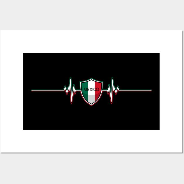 Heartbeat Design Mexican Flag Mexico Wall Art by MGS